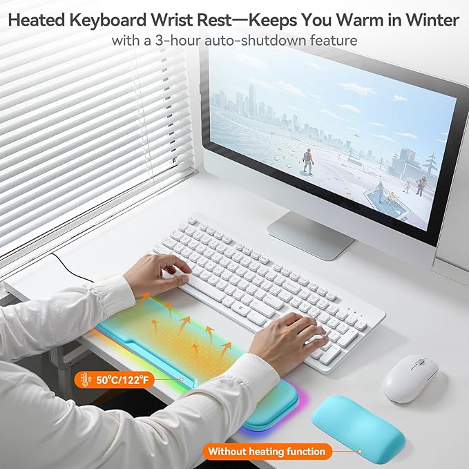 2-in-1 Heated Wrist Rest Set, Ergonomic Memory Wrist Pad - Image 4