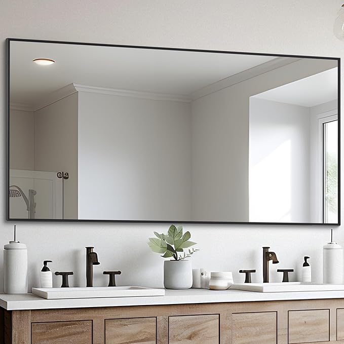 Black Bathroom Mirror for Wall, 30x60 Inch Rectangle Mirrors by DESBING