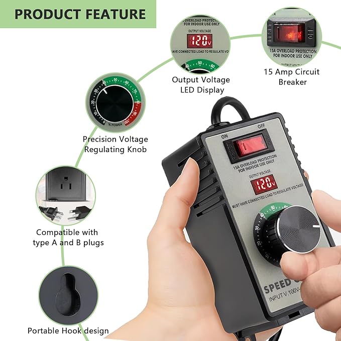 Cdmall AC Motor Speed Controller 120V 15A Max - Image 3