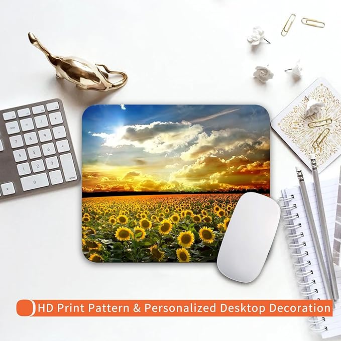 Armanza Square Mouse Pad Sunflower, Personalized Premium-Textured Custom Mouse - Image 6