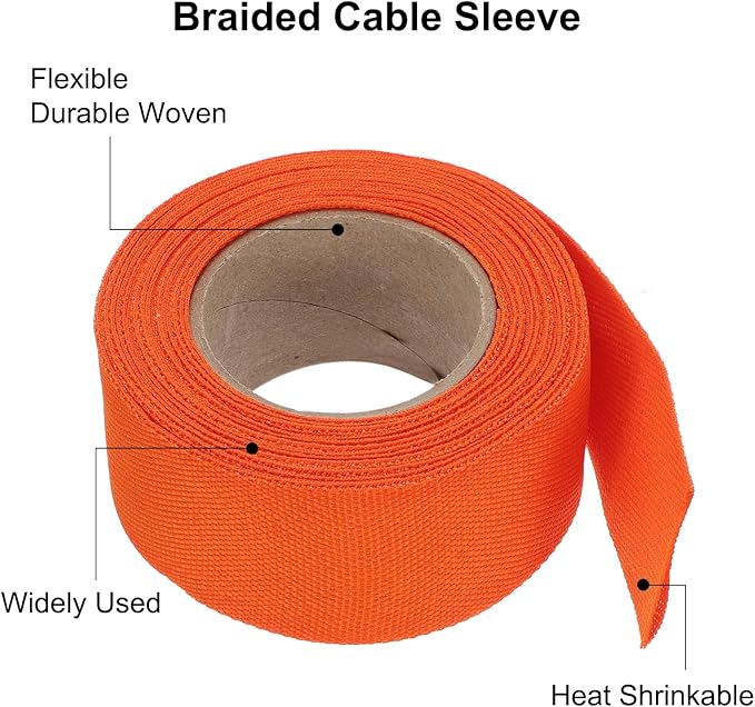 MECCANIXITY Braided Cable Sleeves Heat Shrinkable Fabric Sleeving, 1 1/4" 16ft - Image 4