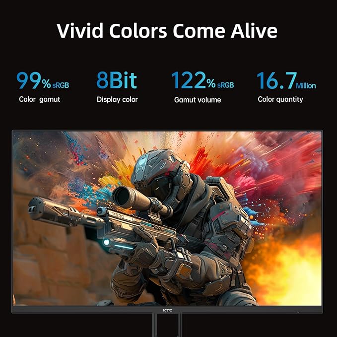 KTC 27” Gaming Monitor 180Hz QHD, Fast IPS Monitor, 122% sRGB, 1X DP & 2X HDMI - Image 4