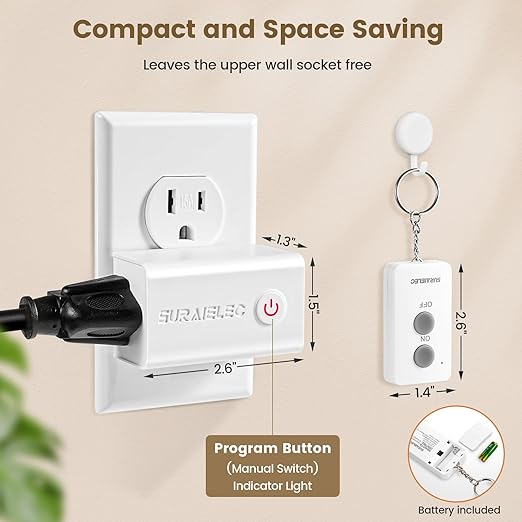 SURAIELEC Remote Control Outlet, Wireless Remote Light Switch, 100 FT, No - Image 6