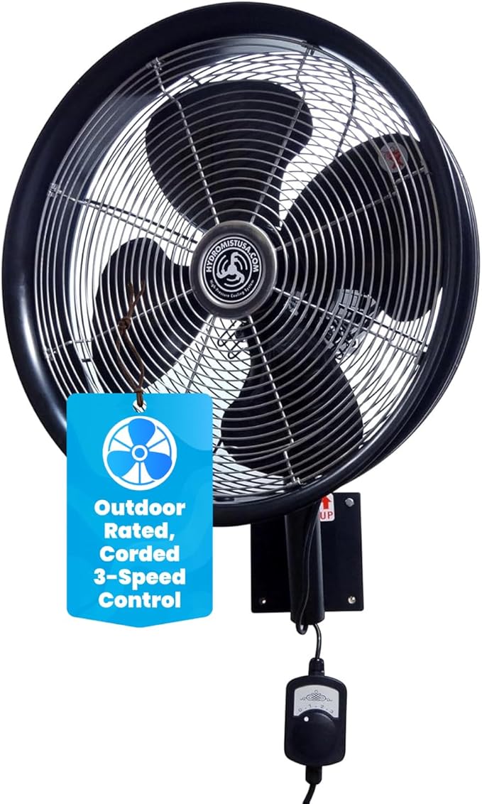 HydroMist F10-14-011 18 Inch Mounting Bracket Outdoor Oscillating Fan by HydroMist
