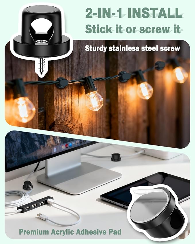 TIKIWIK Rotatable Cord Holder, Snap-Lock Cable Clips, 8 Pack Adhesive Cord - Image 3