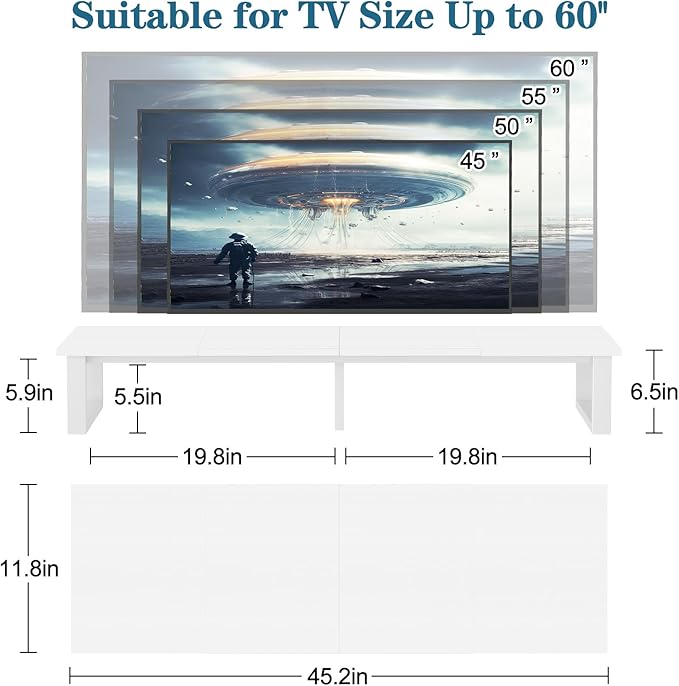 aboxoo 45" TV Riser for 32-60 inch TV, TV Riser Stand Shelf, Tabletop TV Stand - Image 2