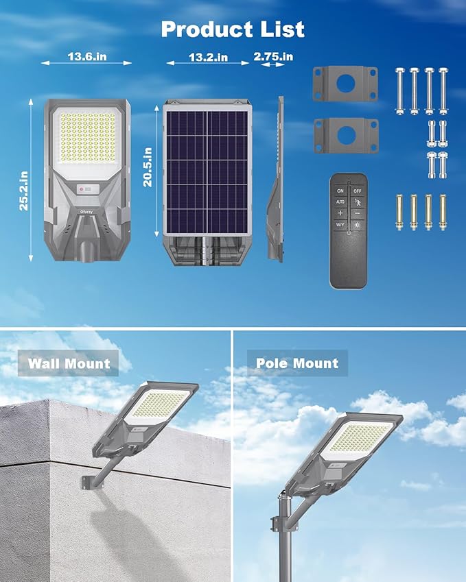 Ofuray Of-4000W Solar Street Lights Outdoor, 000Mah High Power Solar Security - Image 8