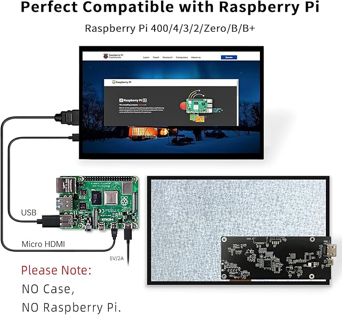 HMTECH 10.1 Inch Raspberry Pi Screen HDMI Monitor 1024x600 LCD Display 16:9 IPS - Image 3