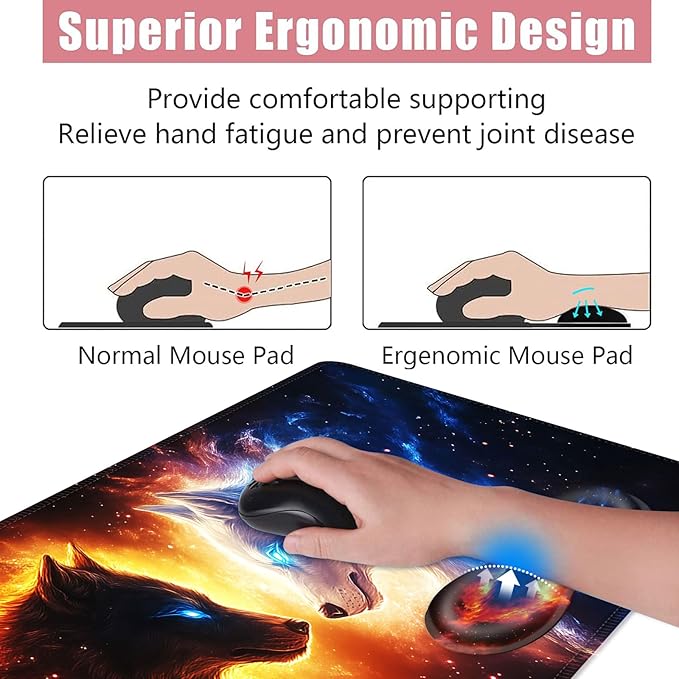 BFUKVOU Large Keyboard Mouse Pad Set, Extended Mouse Pad+Keyboard Wrist Rest - Image 5