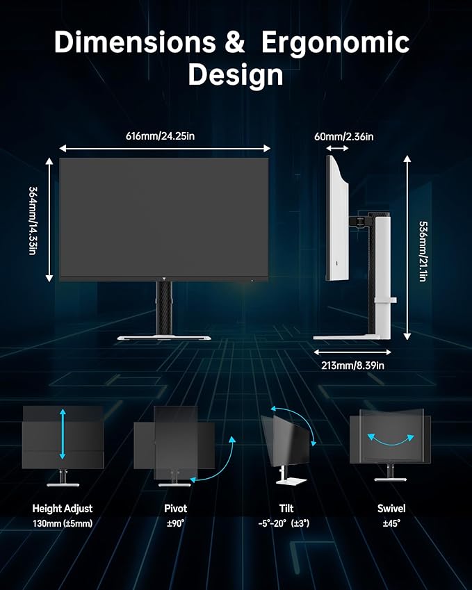 KTC 27 Inch Gaming Monitor 4K, Dual Mode UHD 160Hz & FHD 320Hz, PD 90W Type-C - Image 8