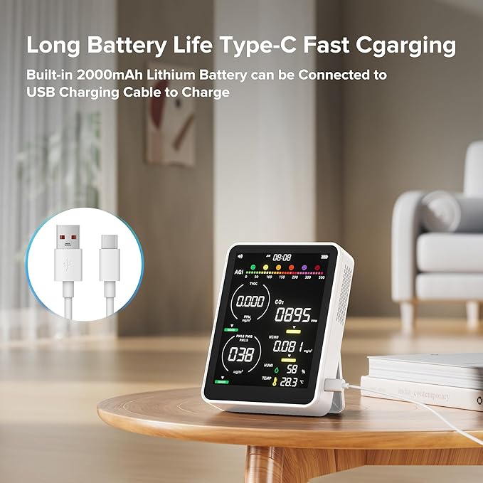 16 in 1 Air Quality Monitor Indoor 9 +7 AQI Alerts, CO2 Monitor Air Quality - Image 3