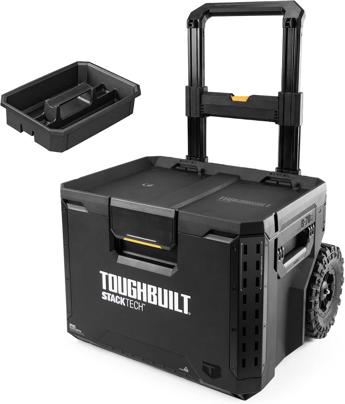 toughbuilt stacktech rolling tool box with 9-inch wheels, main product view