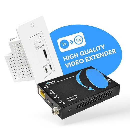 OREI 4K HDMI/USB-C Extender, Over Single Cat6/Cat7 Cable Wall Plate Transmitter - Image 2