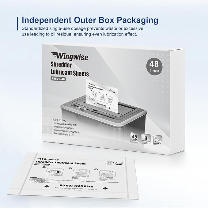 Wingwise 48-Pack Shredder Lubricant Sheets, 8.5 x 6 Inches, Sharpens Blades & - Image 5