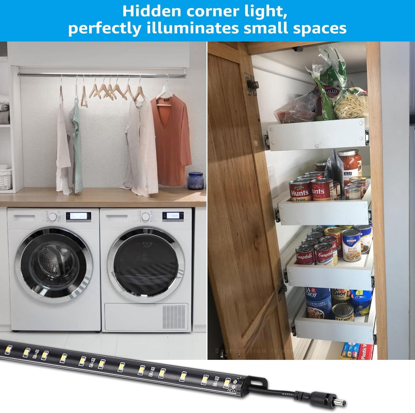 TORCHSTAR 6pcs 12 Inch LED Safe Lighting Kit, Motion Sensor, 5000K | UL Power Adapter, Input 100-240V, Linkable Gun Safe Light Bars, 900LM, for Under Cabinet Locker Closet Showcase, Daylight