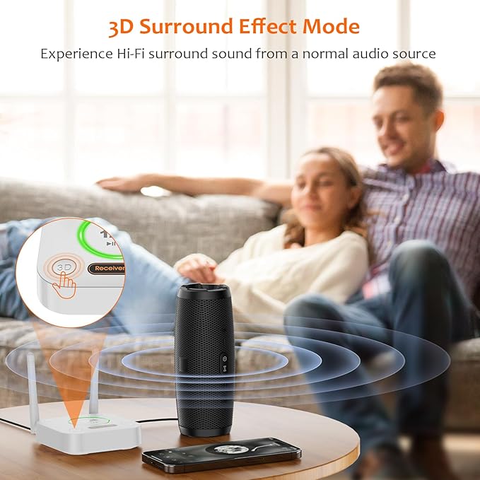 1Mii Bluetooth 5.2 Audio Receiver, Long Range HiFi Bluetooth Adapter w/ 3D - Image 7