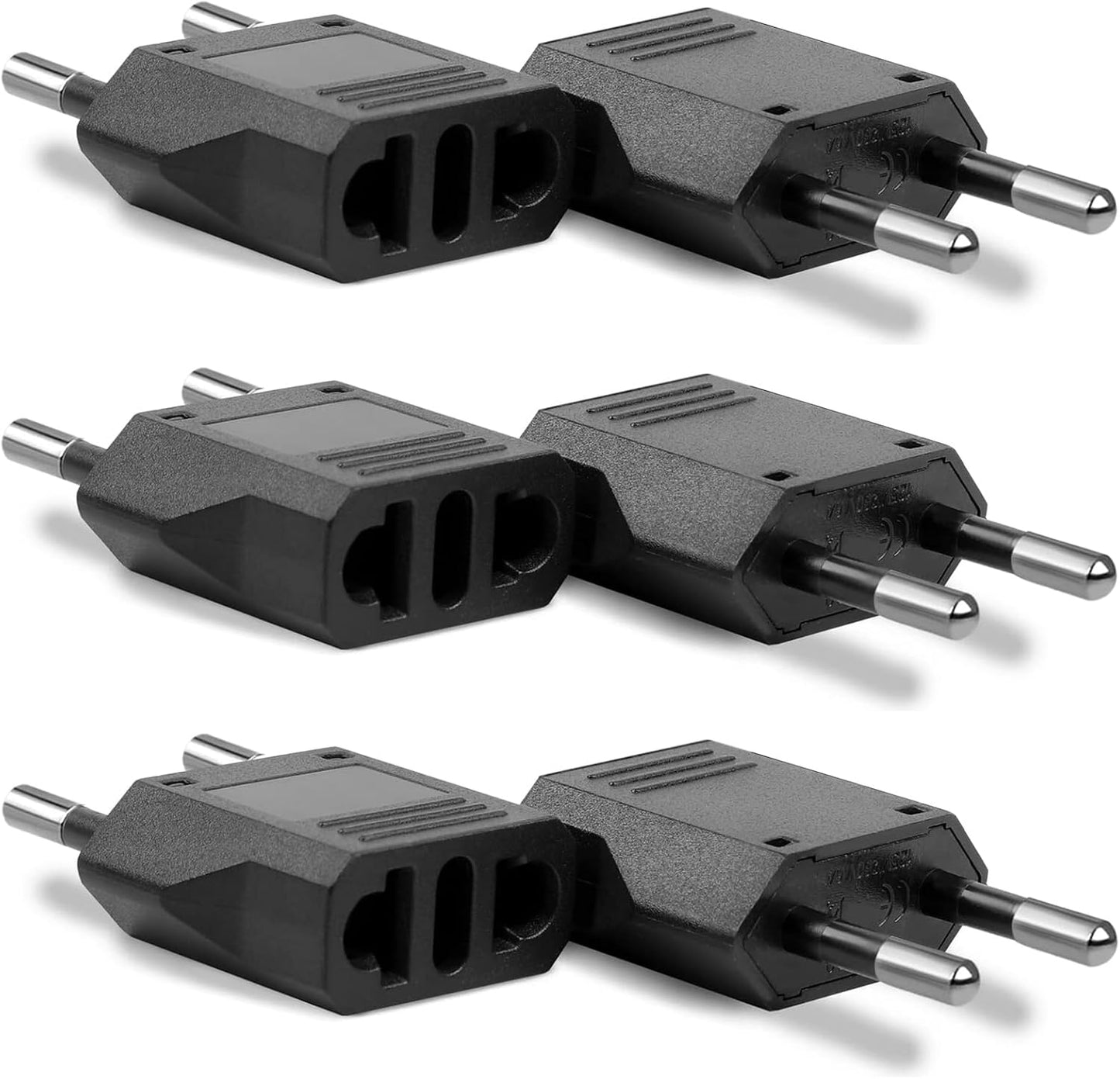 6 Pack US to European Travel Plug Adapter- Type C Travel Adapter Europe, European Outlet Wall Adapter Power Converter (Black)
