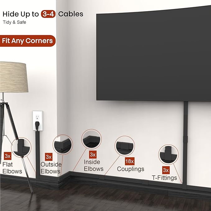 Black Cord Hider Cable Raceway - 315in Wire Cover - Image 2