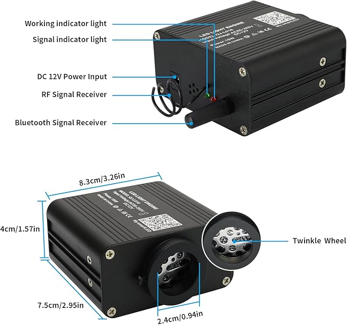 AZIMOM Small Size 16W Twinkle& Sound Activated Fiber Optic Light Source RGBW - Image 5