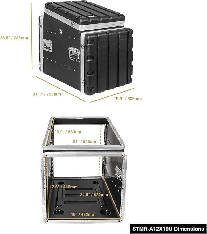 Sound Town Lightweight and Compact 10U ATA ABS Rack Case, - Image 7