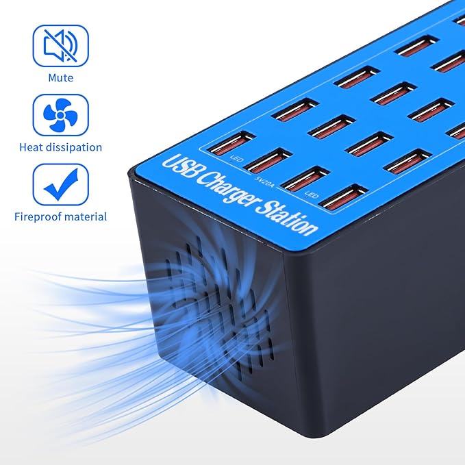 USB Charging Station, 100W 20-Port Multi Device Charger - Image 5