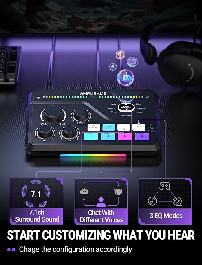 Fifine Gaming Mixer for Voice Chat and Streaming- 7.1ch Surround Sound - Image 7