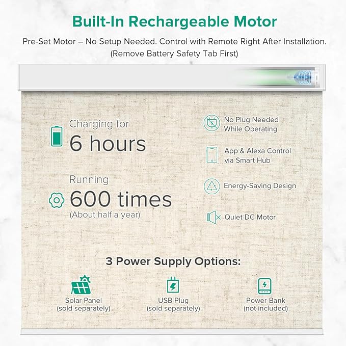 Kilonity Motorized Roller Shades, Light Filtering Remote Control Custom Window - Image 3