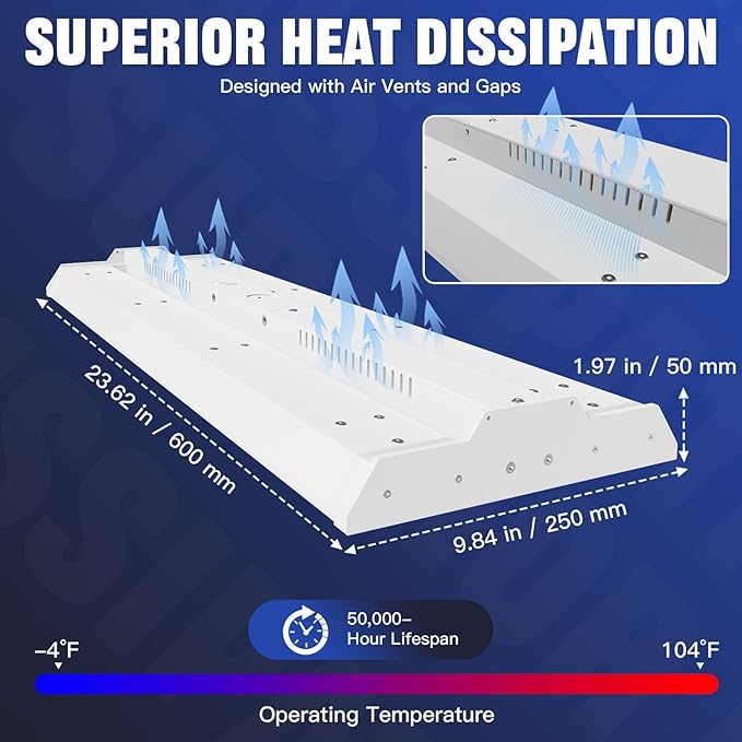 JTT LED Linear High Bay Light, 200/150/100W 2FT 30000LM Shop Light Commercial - Image 4