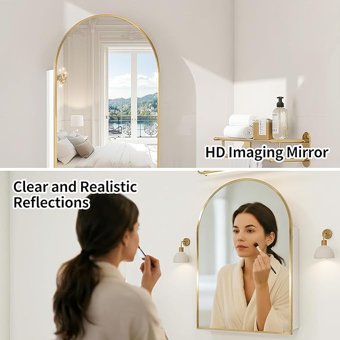 20 x 30 Medicine Cabinet with Mirror, Metal Framed Medicine Cabinet Wall Mount - Image 3