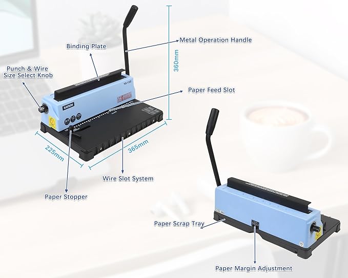 Rayson TD-132 Wire Binding Machine, 32-Hole Spiral Coil Binder, 3:1 Pitch - Image 7