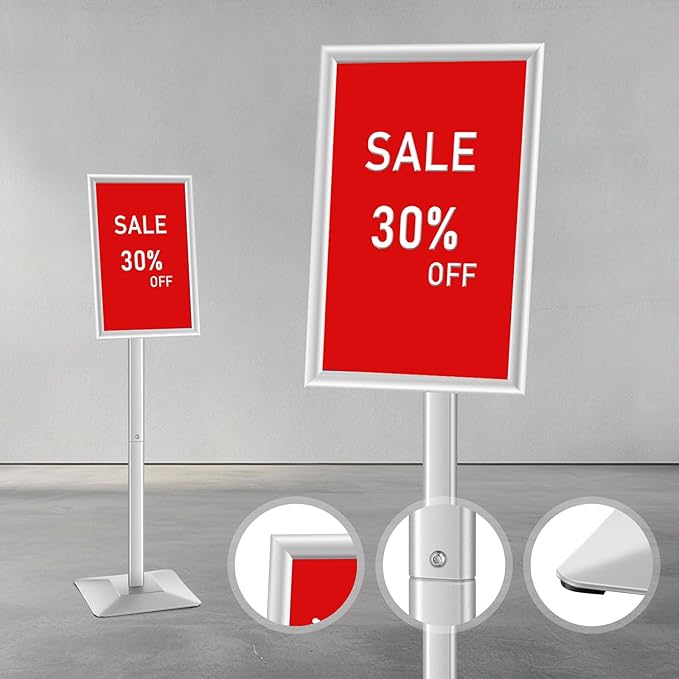 DISPLAYSWORKER Adjustable Heavy Duty Pedestal Sign holder floor Stand, sign - Image 5