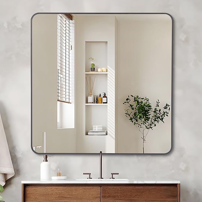 36" x 36"Bathroom Mirror, Matte Black Wall Mirror - Image 2