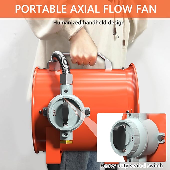 FICBXRA 12 Inch Explosion Proof Fan Portable Utility Blower Extractor Fan - Image 5