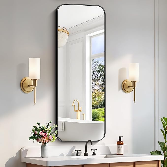 FORBATH Bathroom Mirror 20" x 55", Rectangle Black Bathroom Mirror by FORBATH
