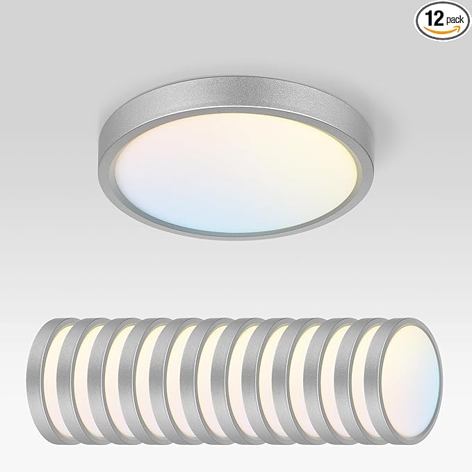 ASD LED 7" Round Flush Mount Ceiling Light Fixture, Low Profile Surface by ASDLightingCorporation