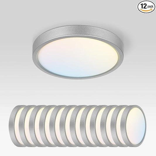 ASD LED 7" Round Flush Mount Ceiling Light Fixture, Low Profile Surface by ASDLightingCorporation