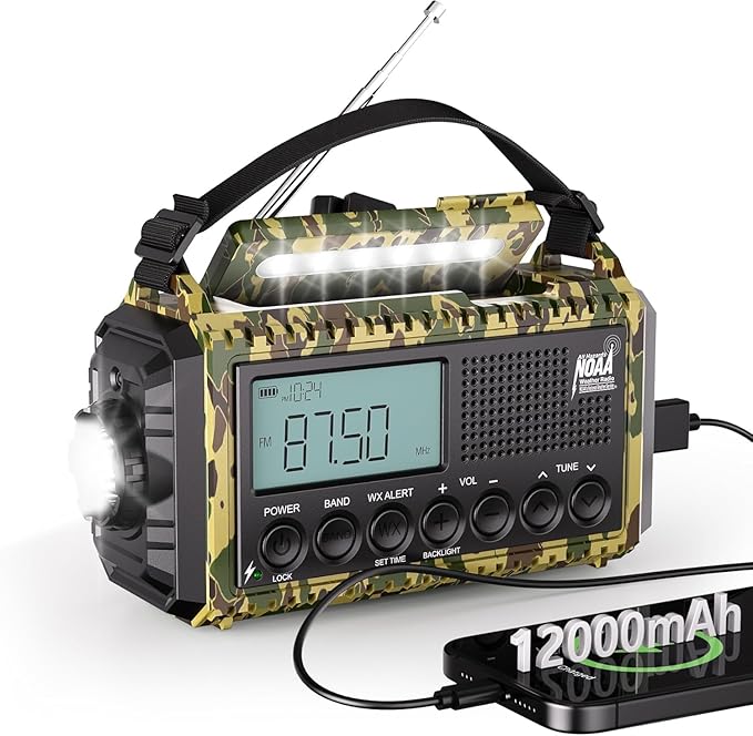 Emergency Radio 12000, Auto Digital Weather Radio Portable AM FM SW NOAA by Mesqool