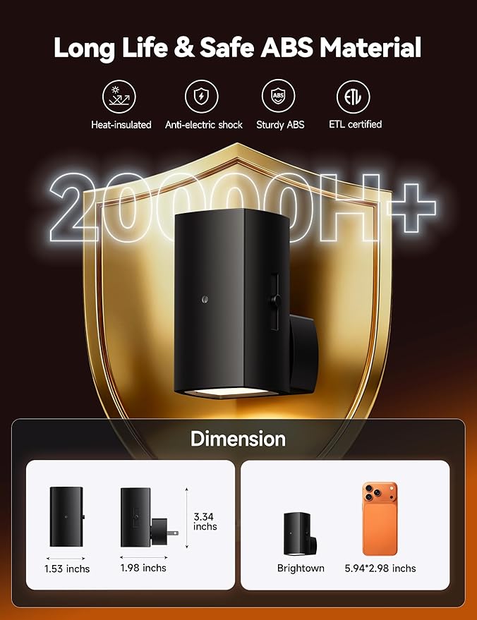 Brightown 2 Pack Black White Night Lights Plug into Wall, Modern Night Light - Image 7