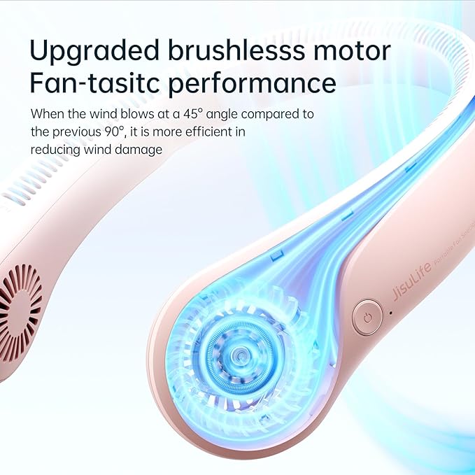 JISULIFE Portable Neck Fan, Hands-Free Bladeless, 5 Speeds, 4000 mAh Battery - Image 4