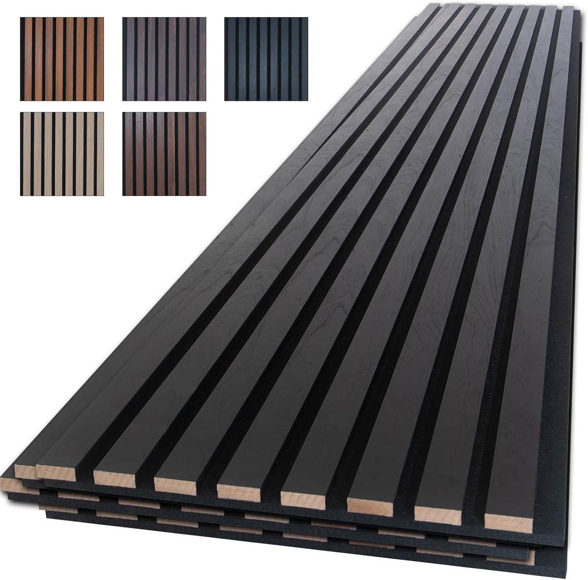 NeatiEase Wood Slat Wall Panels, 4-Piece 96" x 12.6", Soundproof & Noise