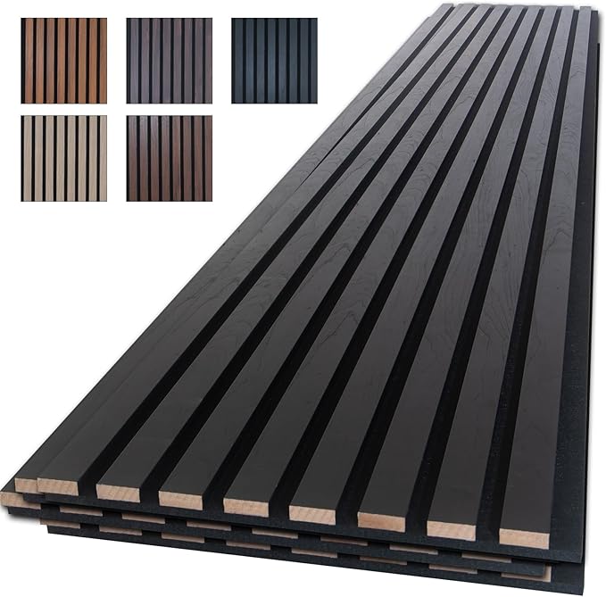 NeatiEase Wood Slat Wall Panels, 4-Piece 96" x 12.6", Soundproof & Noise by NeatiEase