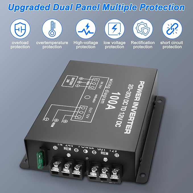 XMSJSIY DC 24V to 12V Step-Down Voltage Converter 100A 1200W DC 20-30V to 12V - Image 4