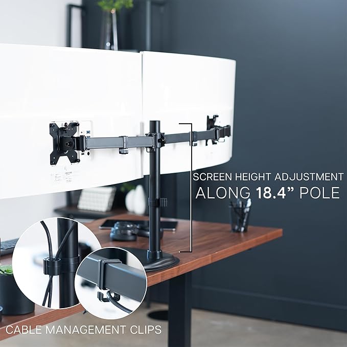VIVO Dual Ultrawide Monitor Mount, Free-Standing Desk Stand - Image 7
