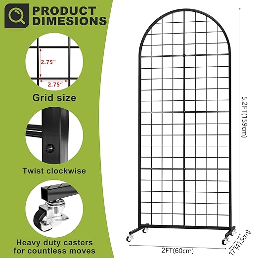 VGMiu Grid Wall Panel 1PCS Display Stand 2' x 5.2' FT Black Grid Wall Panels - Image 2