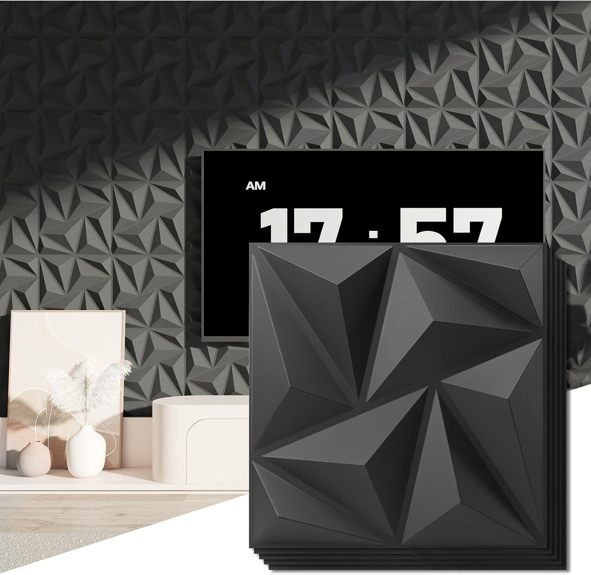 Art3d 3D Wall Panels 100 Pack, 11.8" x 11.8" PVC Wall Panels