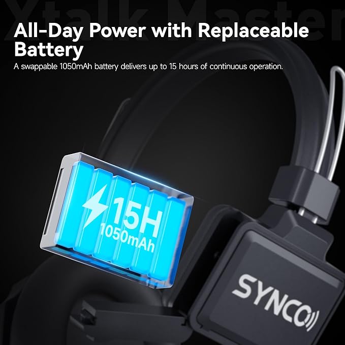SYNCO Xtalk Master Wireless Intercom Headset System, 2 Person 2.4GHz - Image 9