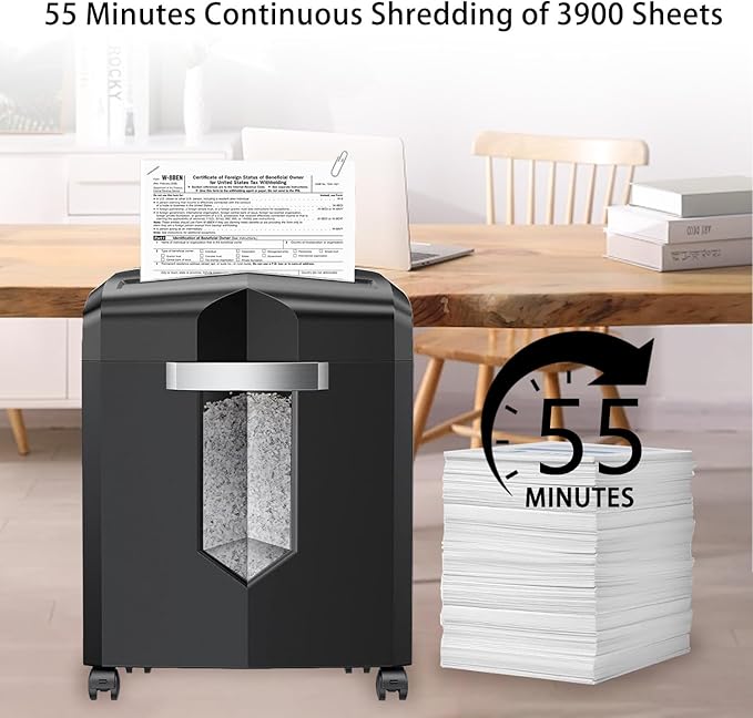 Bonsaii 12-Sheet P-4 Micro-Cut Shredder, 55-Min Continuous Use, Shreds Paper - Image 4
