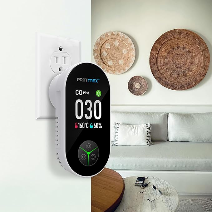 Protmex Carbon Monoxide Detector Plug in Wall, 3-in-1 Co Detector Monitor Air - Image 2