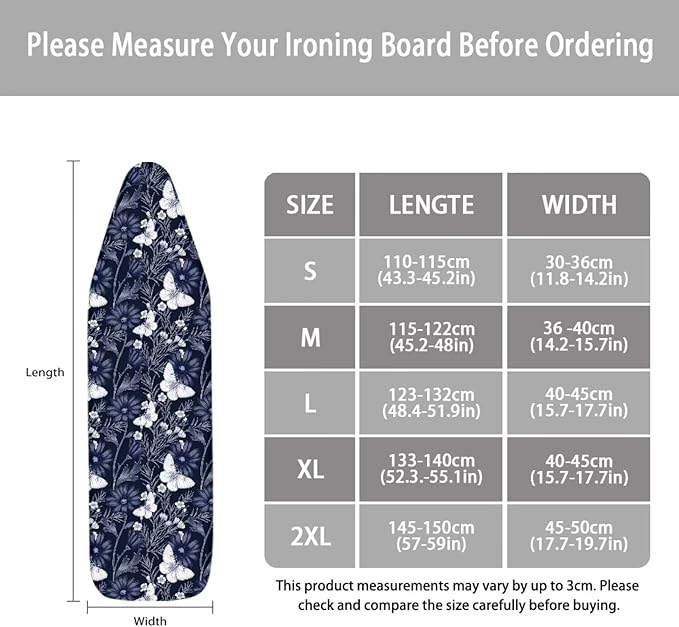ZCFYGDX Ironing Board Covers Butterfly Blue Flower Print Lightweight & - Image 5