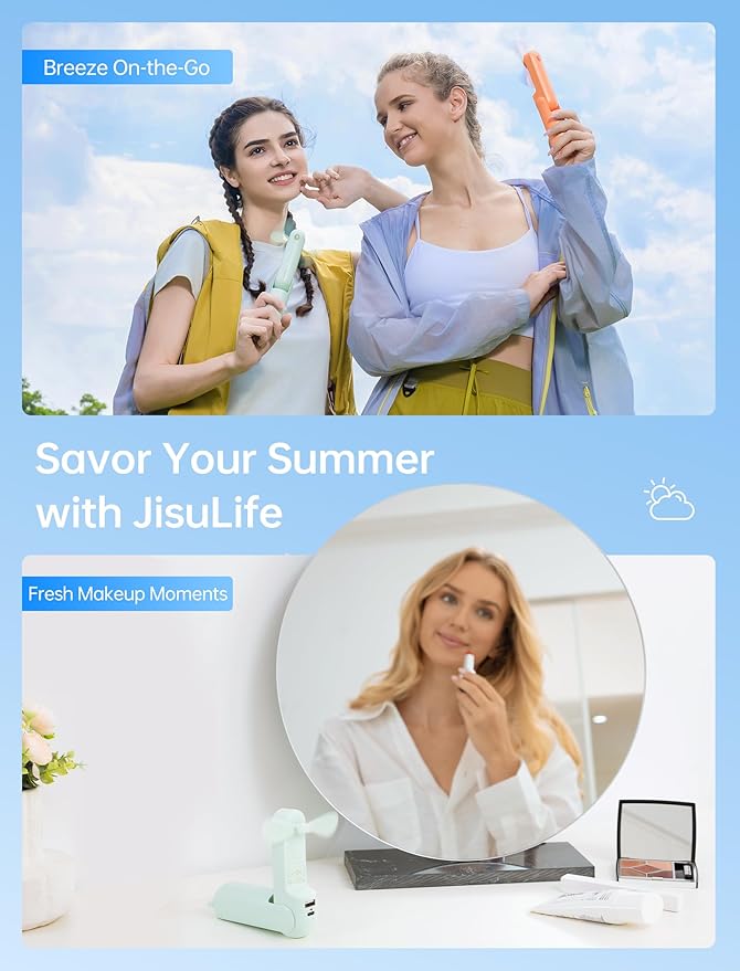 JISULIFE Handheld Mini Fan, 3 IN 1 USB Rechargeable Portable Fan - Image 6